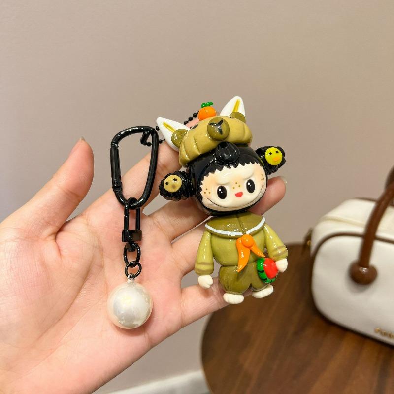 Portachiavi Bambola Ciondolo Labu Ciondolo Borsa Argilla Dipinto a Mano Piccolo Regalo Portachiavi Cartone Animato Bubu
