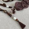 Floral Inspired Retro Fabric Belt With Tie Closure For Bridal And Artistic Look