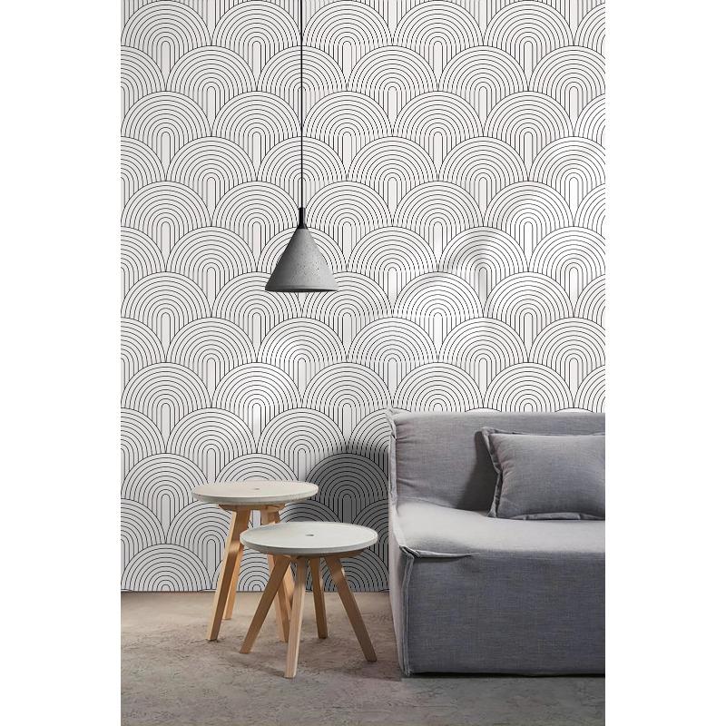 1pc Self-adhesive Wallpaper for Home,Removable Contactpaper,Abstract Rainbow,Black and White, Bedroom Decoration,Peel and Stick