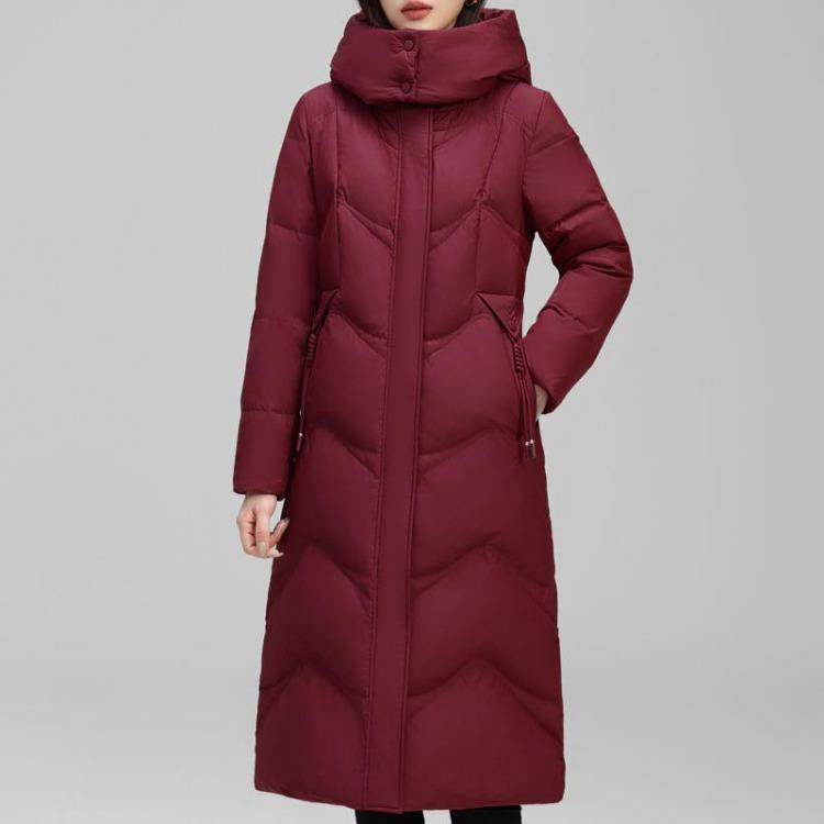 

2024 Winter Women Long Down Coats Vintage Hooded Parkas Elegant Thick Warm Down Jacket Outerwear 6XL красный