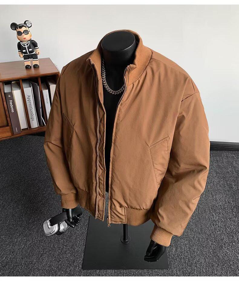 Męska Zimowa Bawełniana Kurtka Baseballowa ze Stójką - Ciepła i Wszechstronna, Luźny Krój