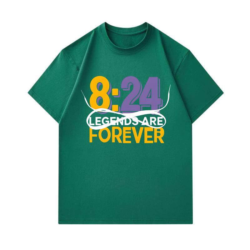 Men's 100% Cotton Crew Neck Short Sleeve T-Shirt, 8 24 Legends Are Forever Printed Casual Comfortable Lightweight Summer Daily Wear Graphic Tee for Ba