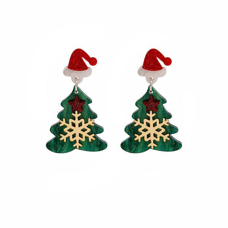 Exaggerated Snowflake Earrings: Creative Acrylic Christmas Design for Women