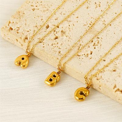 Náhrdelník z nerezové oceli 26 Letter Gold Small Bubble Pendant Dámy a pánové