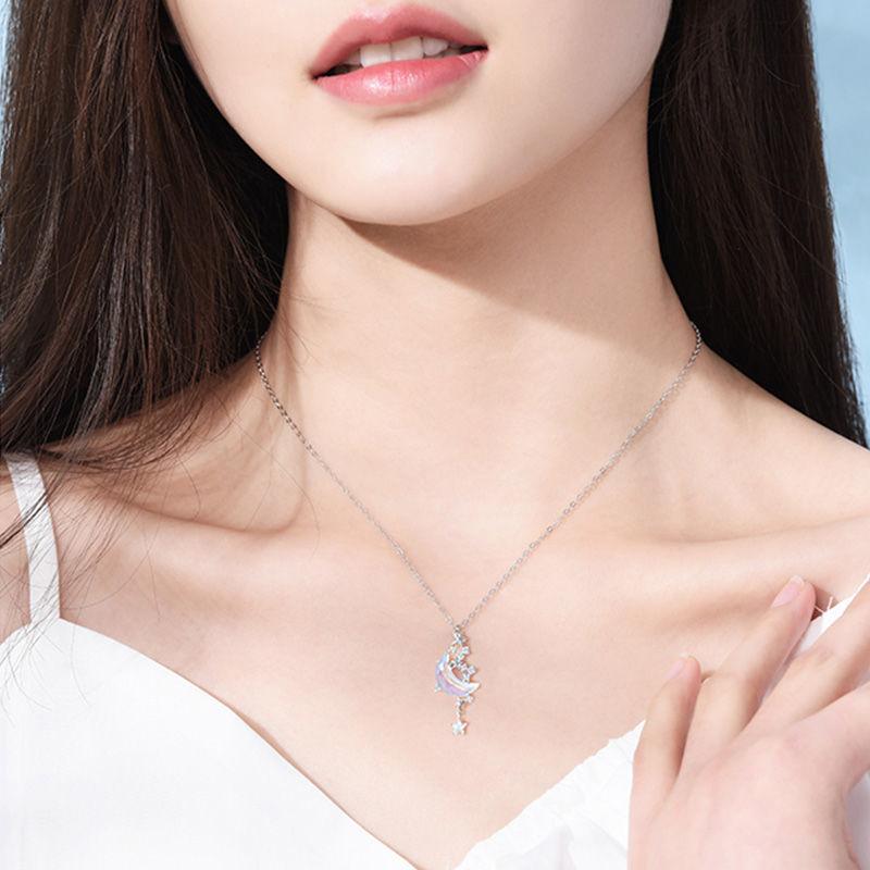 New‑Season Moon‑Splash Galaxy Women Necklace, Niche Short‑Style Fresh‑Temperament Versatile Sweet Moon‑Motif Collarbone Chain
