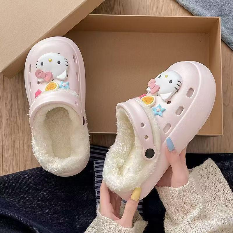 

Жіночі бавовняні мультяшні EVA шльопанці з отворами - Милі, на товстій підошві та теплі зимові тапочки 2025. Size 39/40