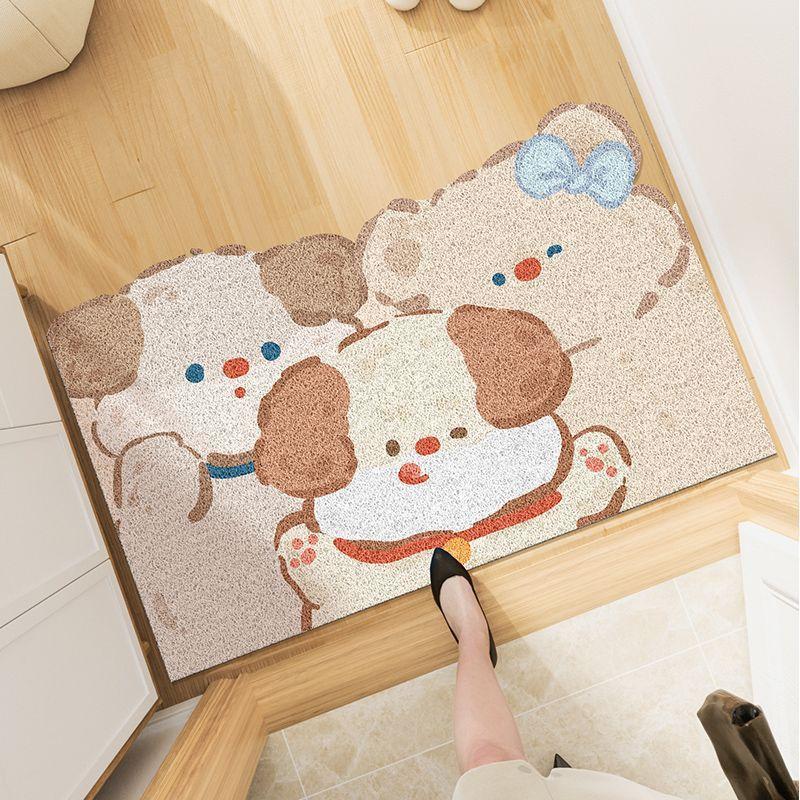 Home Silk Mat Cute Dog Foot Mat Home Door Door Non-slip Mat Cartoon Dirt Scraping Mud Wear-resistant Cutting