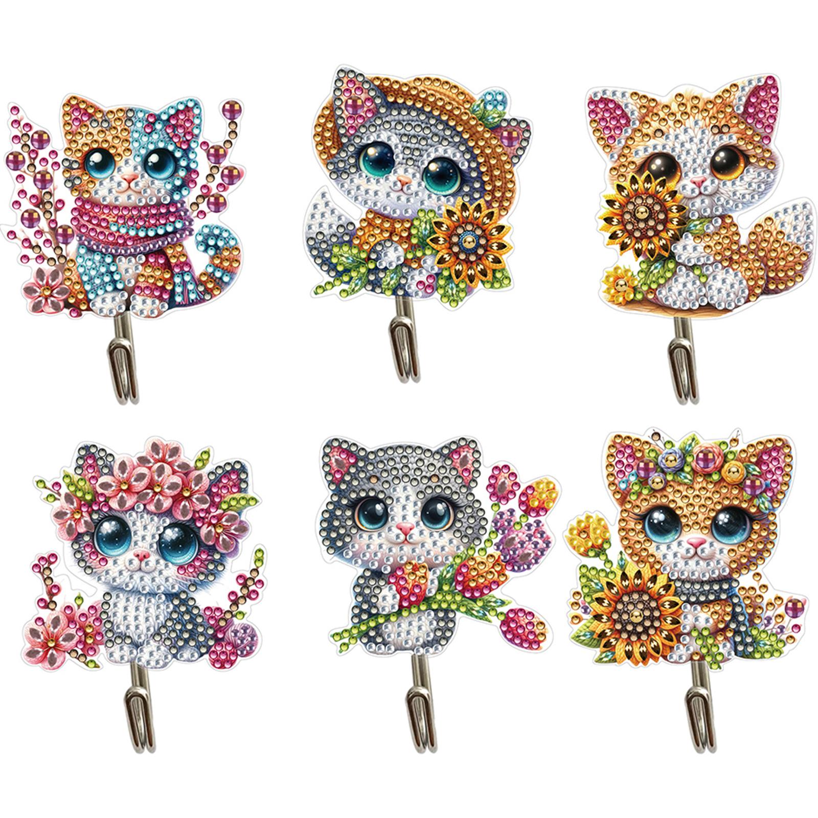 

6Pcs Animal Diamond Art Hanging Hooks Rhinestone Painting Keychain Hanger Diamond Art Craft Wall Hooks for Beginners Adults