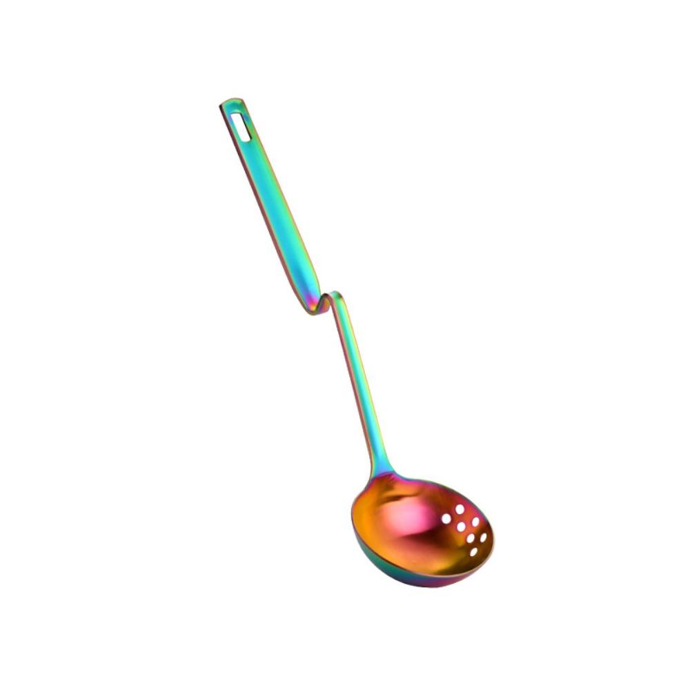 Anti Scalding Stainless Steel Soup Spoon Long Handle Oil Filter Skimmer Spoon Cooking Essential