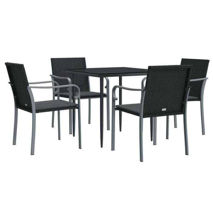 VidaXL Ensemble à Manger de Jardin avec Coussins 5 pcs, Chaises à Manger avec Accoudoirs, Ensemble de Meubles avec Table, 3186940