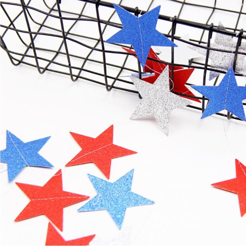 Patriotisches Dekorationsset zum 4. Juli Blau Rot Silber Sternen Girlanden Kette für den Unabhängigkeitstag
