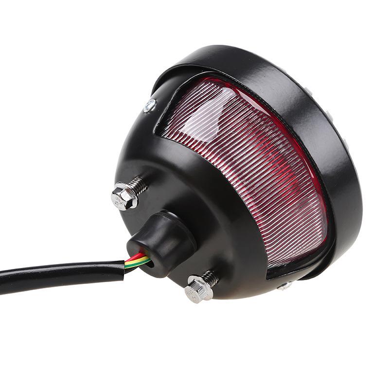 Retro Grille Metal Taillight for Harley XL883 Cruiser - Large Round Brake Light