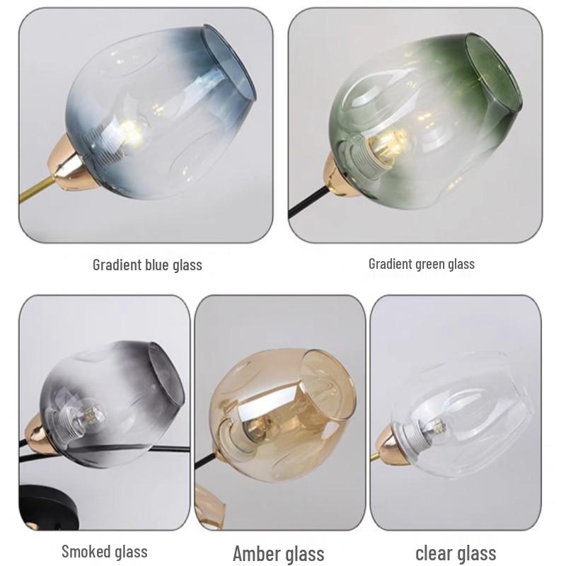 Amber Gradient Glass Chandelier - European Style Molecule Design for Living or Dining Room