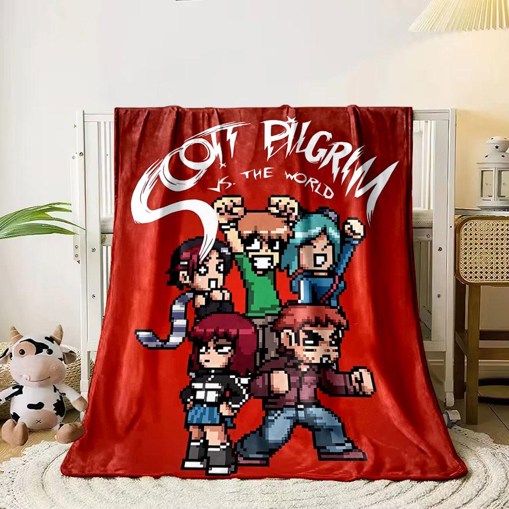 

Pixel art characters with dynamic poses on a red background. for all seasons blanket lunch break throw gift 80cm x 120cm