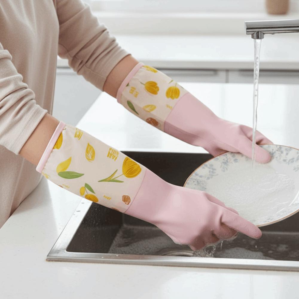 Waterproof Washing Gloves Thick Velvet Dish Washing Gloves Kitchen Gloves  Daily Use