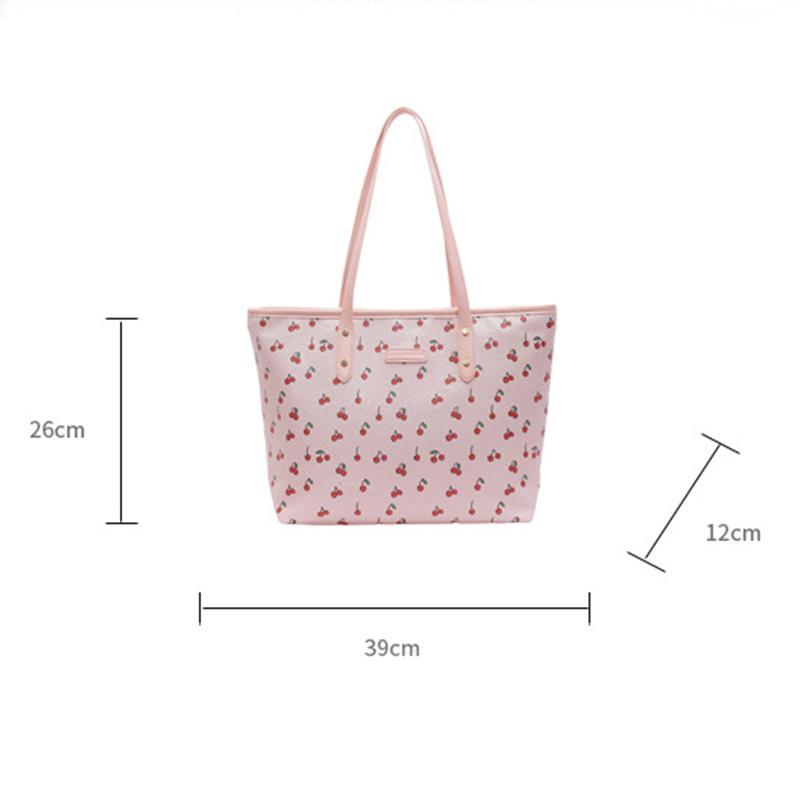 Cute and Sweet Cherry Print Tote Bag Niche Fashion Large Capacity Versatile Shoulder Bag For Women Travel Handbag Purse CLE