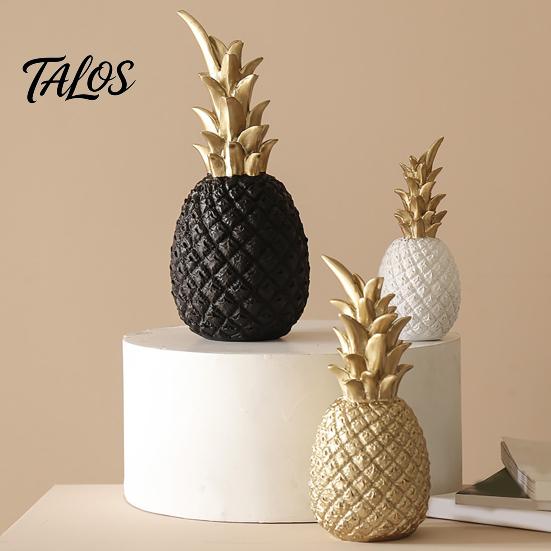 Solid Resin Pineapple Ornament, Hand-Painted Decorative Figure, Modern Style Wear-Resistant Ornament Home for Living Room Entrance Hall Display