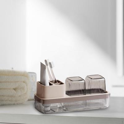 Toothbrush Cup Storage Rack Toothpaste Organizer Waterproof Tray Practical Cups