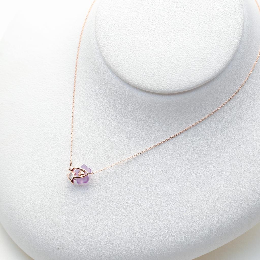 Official Necklace K10 Pink Gold March Birth Flower Violet [Bloom] Women's 0351-0985-0041-0000