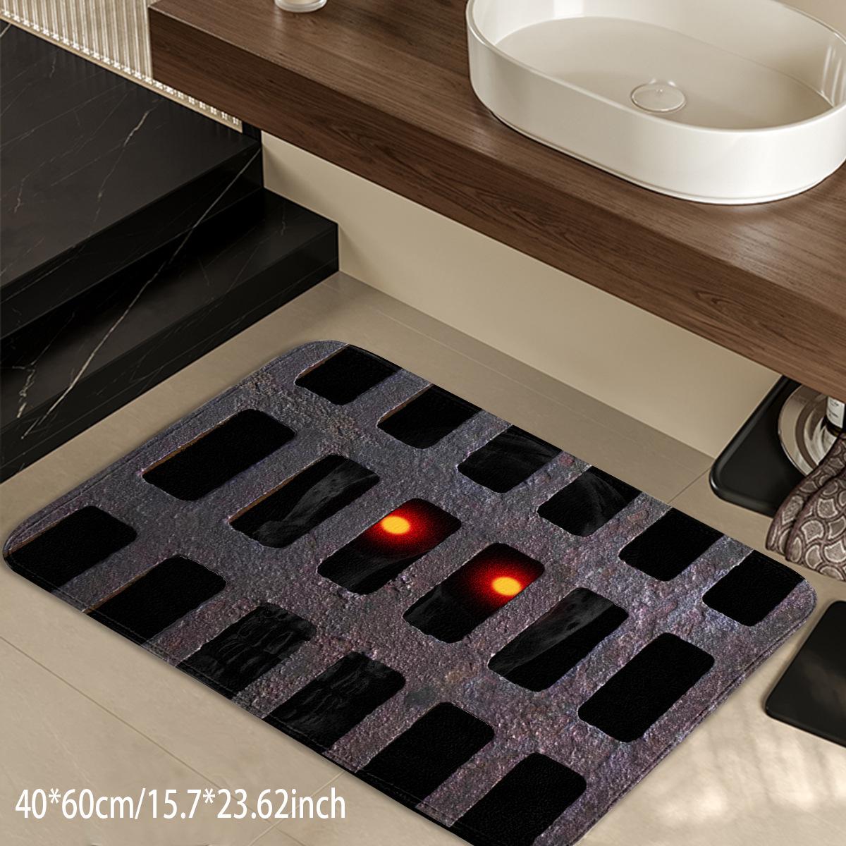 

Хэллоуинский фланелевый коврик с красным глазом, противоскользящий: Впитывающий коврик для ванной, кухни и туалета 40x60cm чёрный