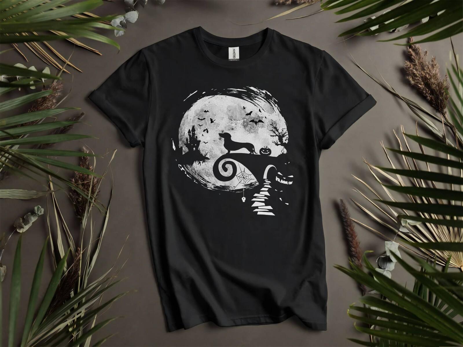 Dachshund Howl Halloween Moon T-Shirt Mens Womens Tees Top T Shirt Mens Womens Tees Top Men Women Unisex Tshirt K106 S