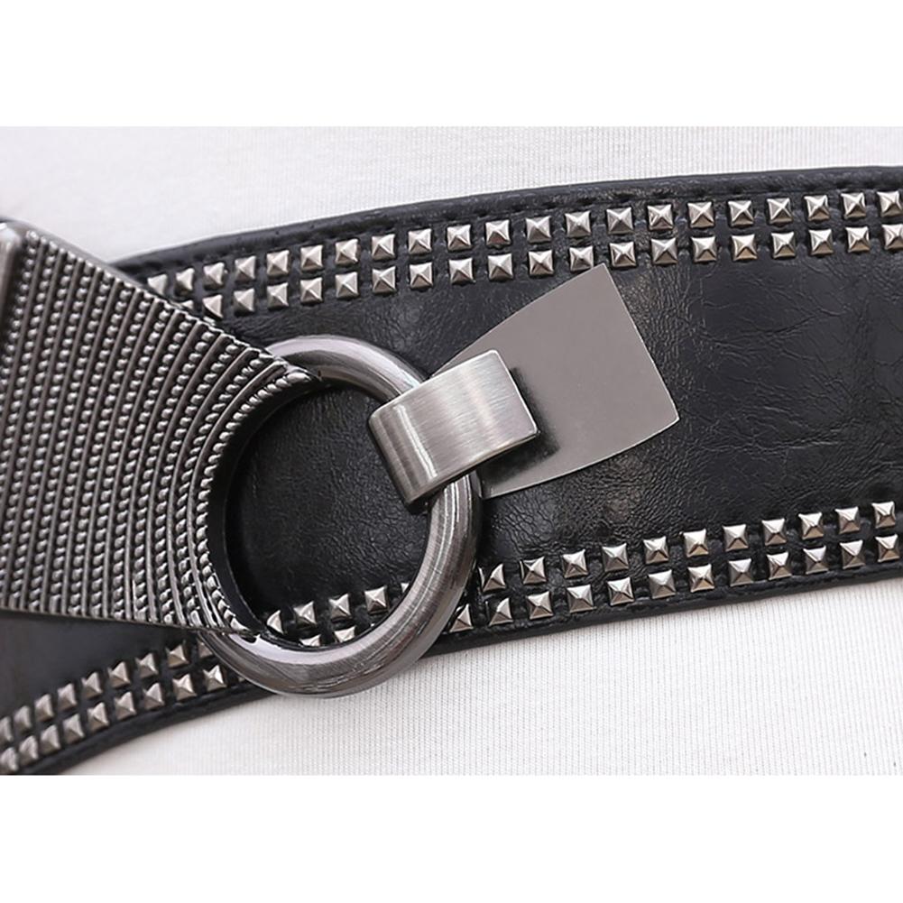Women Girls Fashion Elegant Elastic Stretch Widen Band Rivet Oblique Lap Waist Belt Corset