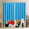 Funny Japanese Food Sushi Print Curtains for Kids Living Room Bedroom Kitchen Window Drape Right Biparting Open Drapes 2 Panels
