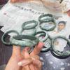 Guizhou Light Green Jadeite Bangle: Jade Stone Bracelet with Floating Flower Design & Certificate for Women