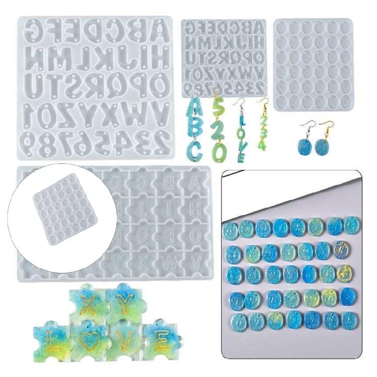 Professional Grade Silicone Charm Mold With Alphabets Number Cutout Designs Bracelet Earring Pendant Mold