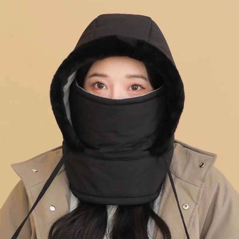Winter Warm Lei Feng Hat for Men and Women, Autumn and Winter Cycling Ear Protection with Thick Velvet and Anti Cold Face Mask, Neck Integrated Hat