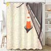 Bathroom Shower Curtain Cone Traffic Safety Pattern Waterproof Decor Home Textile Washable Liner