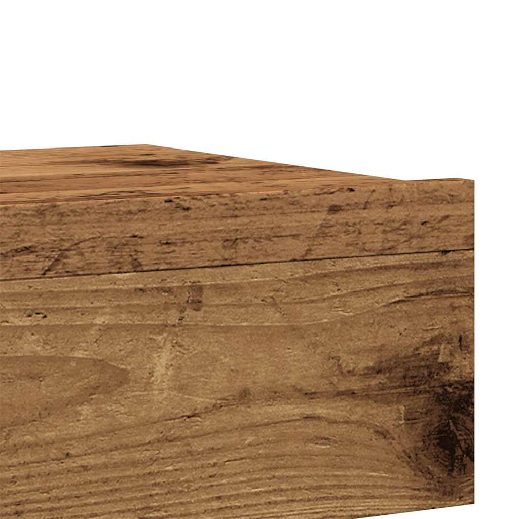 Wandmontiertes TV-Regal Mit Schubladen Und LED-Licht, Vintage-Holzoptik, Maße 60x35x15,5 Cm