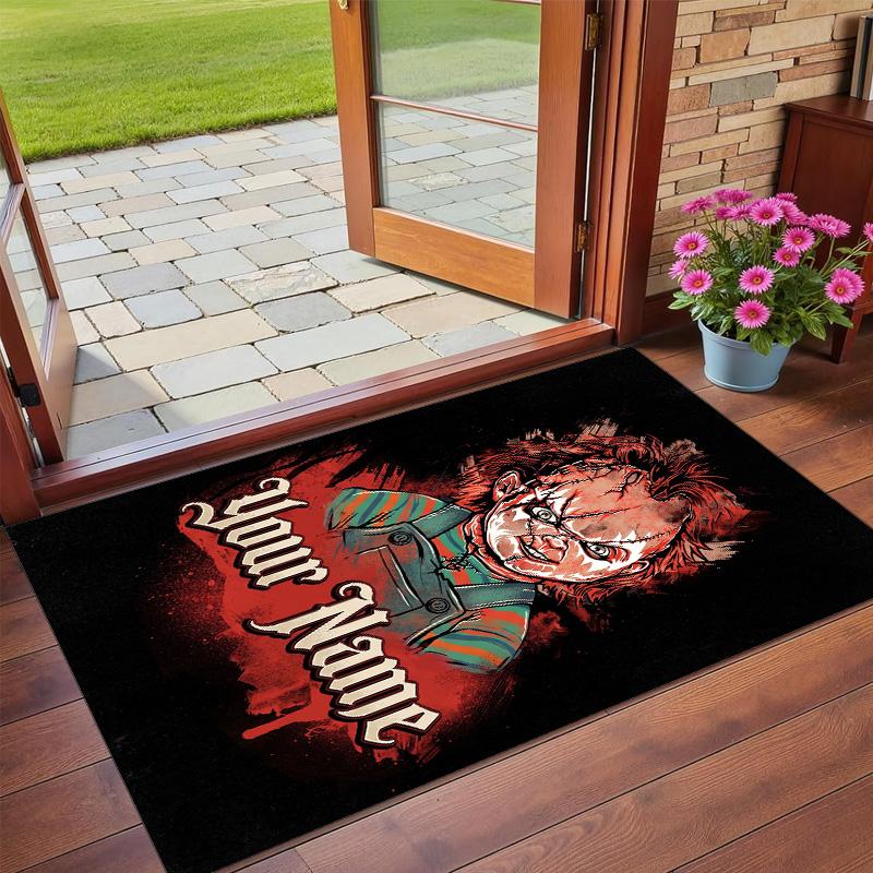 Tappeto in Velluto di Cristallo Testo Nome Personalizzato, Morbido Tappetino Antiscivolo Decorazione per la Casa Gioco per Bambini Chucky Tiffany