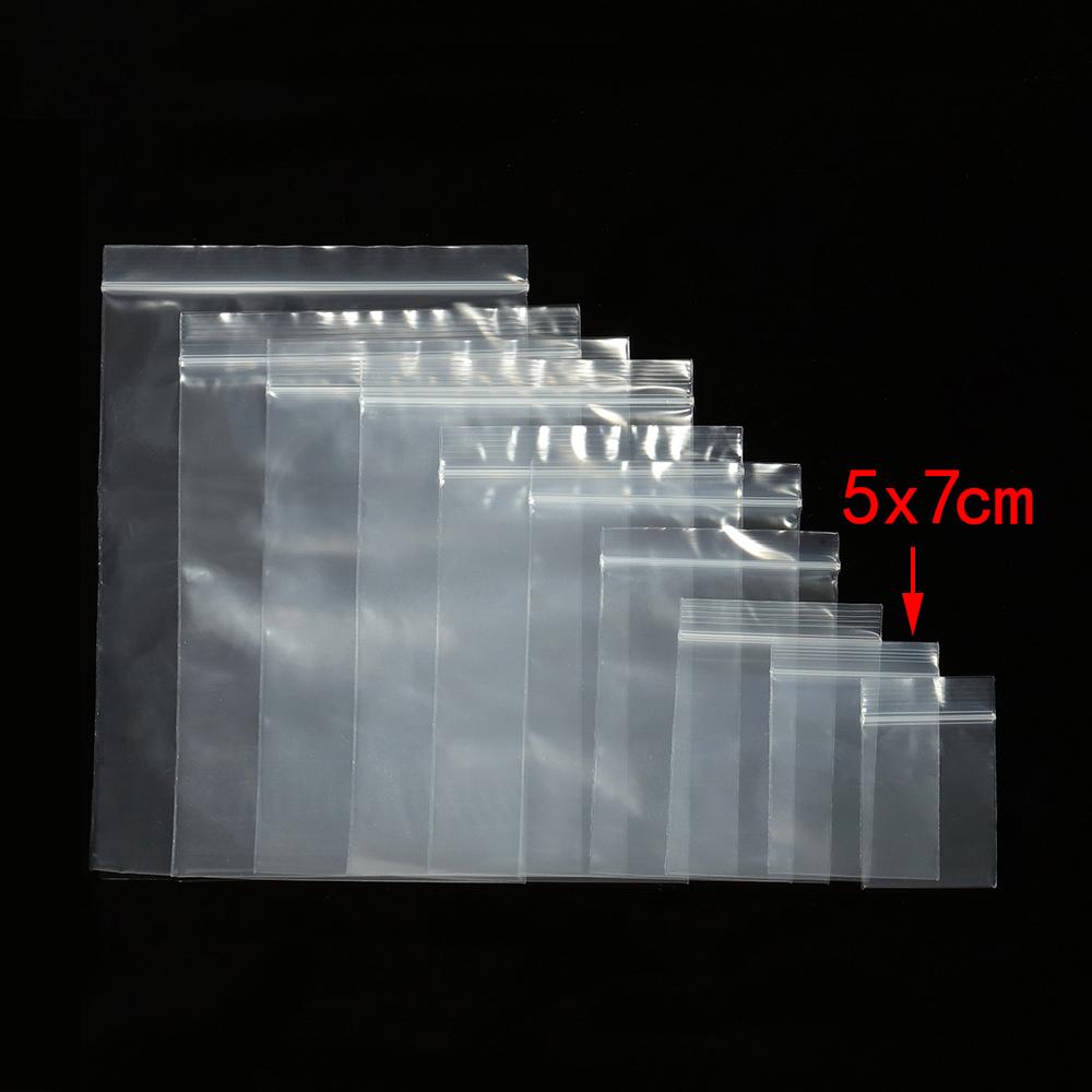 100 pièces Sacs en Plastique Transparent Auto-scellants à Fermeture Zip 4*6/5*7/6*8/7*10cm Sacs Transparents Ziplock pour Emballage de Bijoux