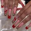 Red Leopard Cherry Rhinestone 3D Nail Art Stickers – 24 Wearable Pieces