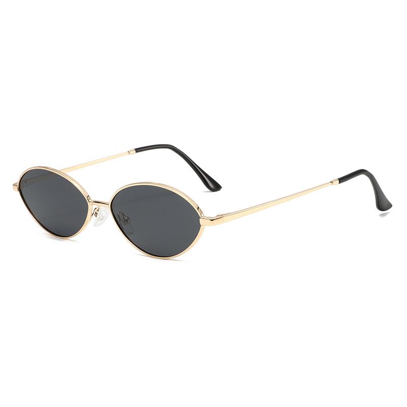 Polarized Metal Oval Sunglasses with Anti-Slip Temples Retro Vintage Style for Casual Outdoor Activities Driving UV Protection