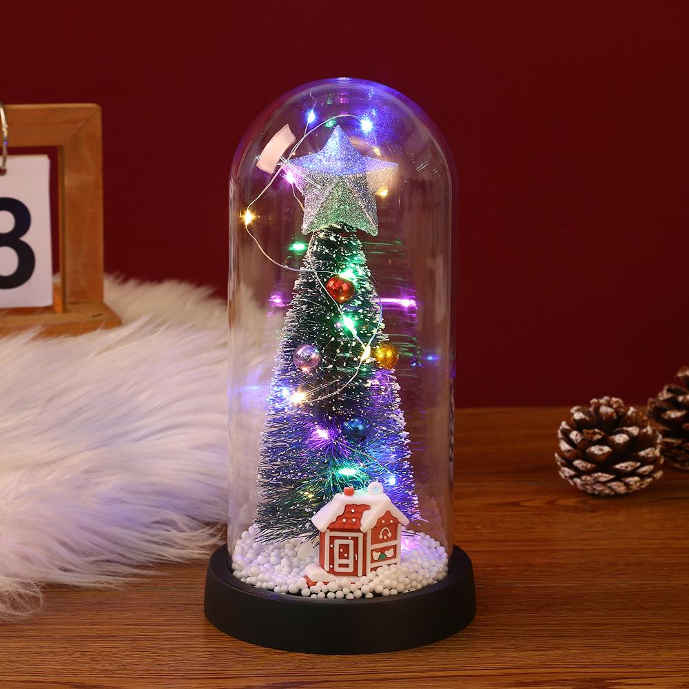 Creative Christmas Gifts Silver Star Christmas Tree Children Night Light Santa Snowflake Window Ornament