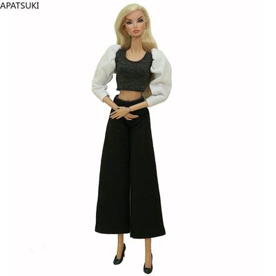 Modepuppenkleidungsset für Barbie-Puppe Outfits 1/6 Puppenzubehör für Barbie Laternenärmel Oberteil Weitbeinige Hosen Hose Spielzeug