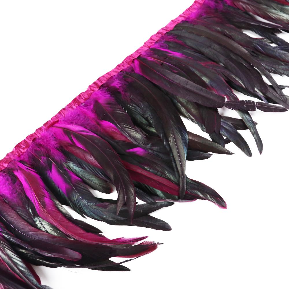 Red Rooster Tail Trims Natural Coque Feather Trimming Ribbon For Crafts Dress Skirt Carnival Costumes Plumes 10-12 Inch