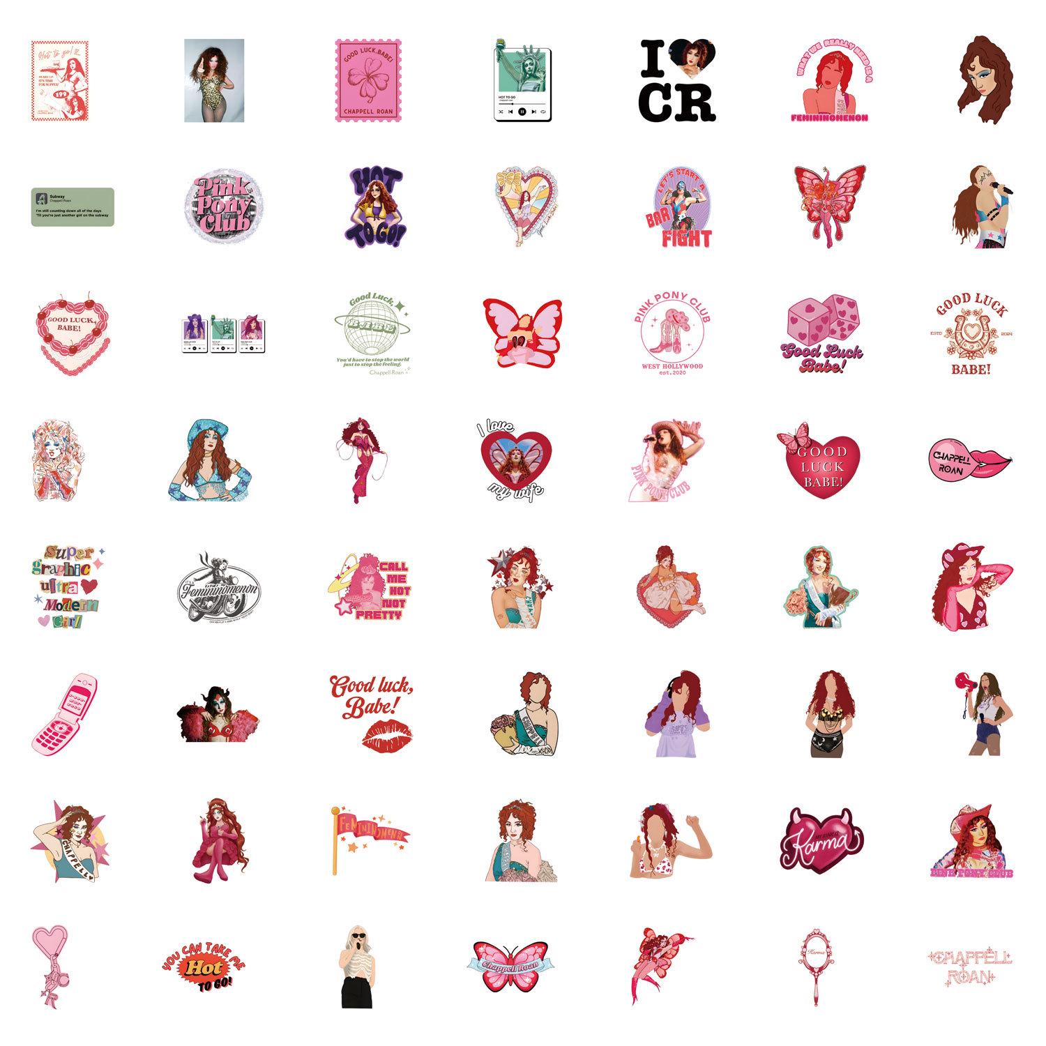 

55 Chappell Roan Cartoon Stickers - Decorative Waterproof Stickers for Water Bottles and Computers