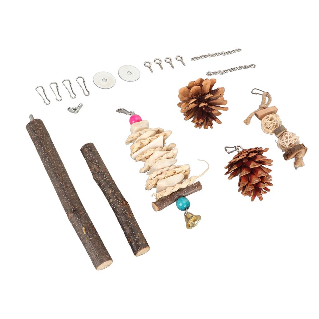 Parrot Chew Toys Multipuropse Logs Pine Cones Cuttlefish Bones Corn Leaves Bird Chewing Tearing Toy