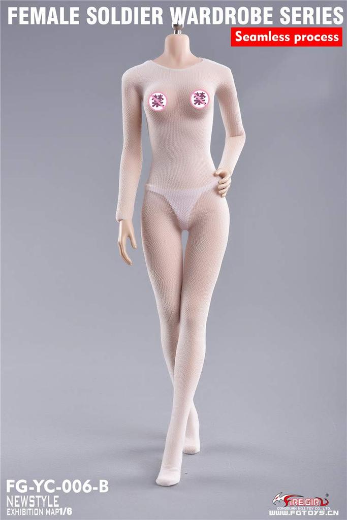 Scale Fire Girl Toys White Female Soldier Wardrobe Seamless Pantyhose for Action Figures and Not [TOYBARJAPAN] 1/6 FG-YC-006B (Body, Head, T-back