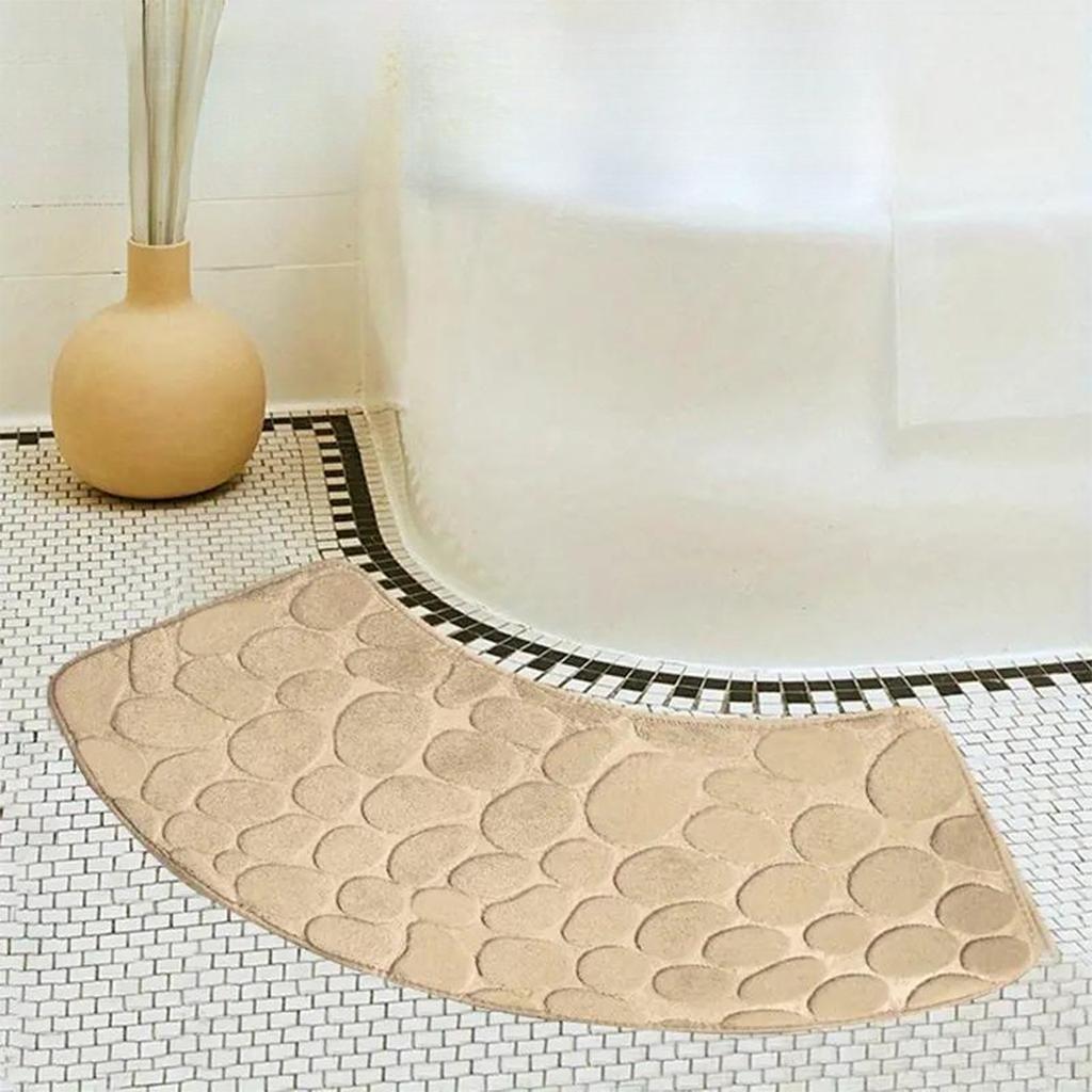 Curved Absorbent Floor Mat Fan-shaped Carpet Shower Room 1.2 Cm Thickened Door Mat Toilet Toilet Foot Mat Bathroom Non-slip Mat