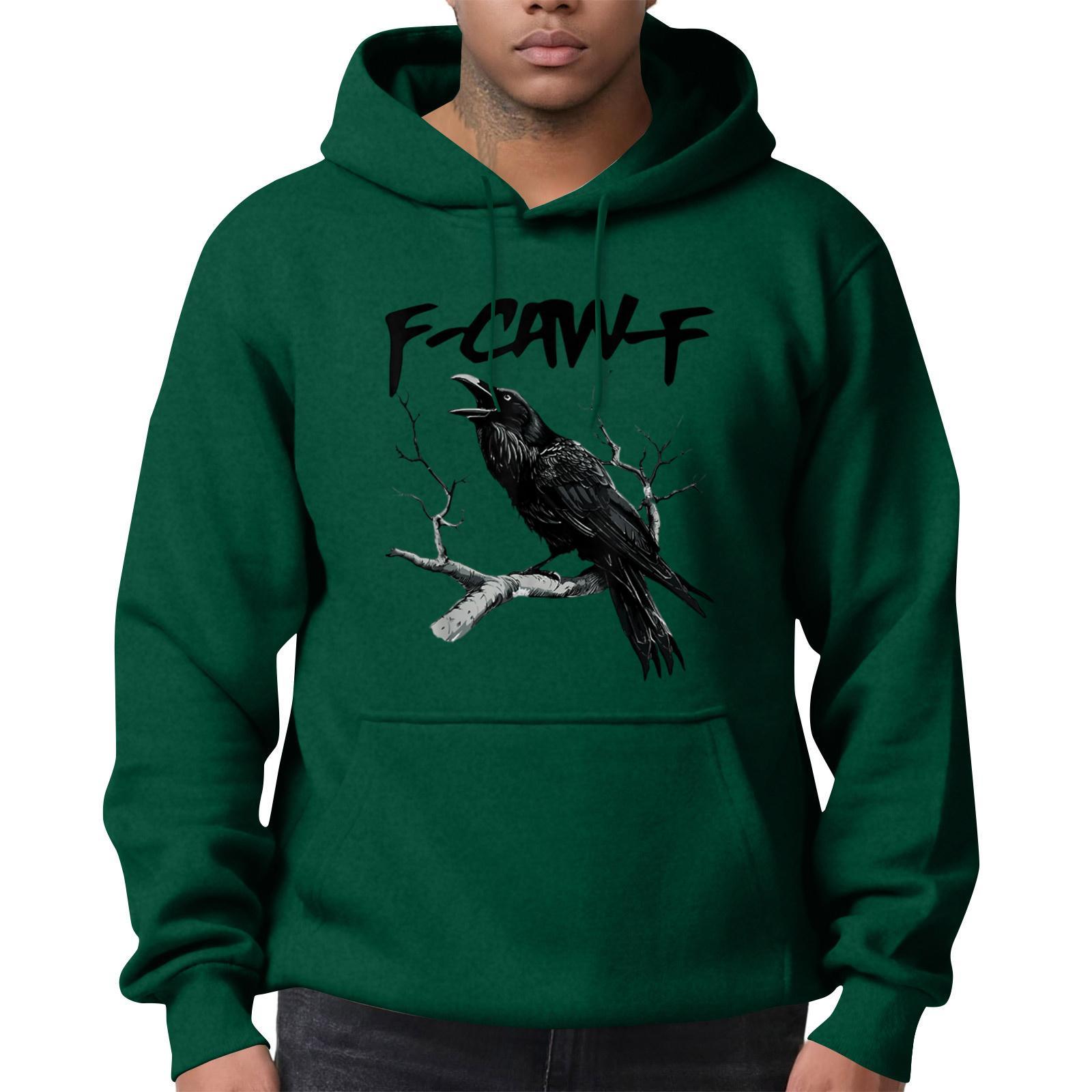 

Мужская модная повседневная толстовка с длинным рукавом, однотонная, с капюшоном S