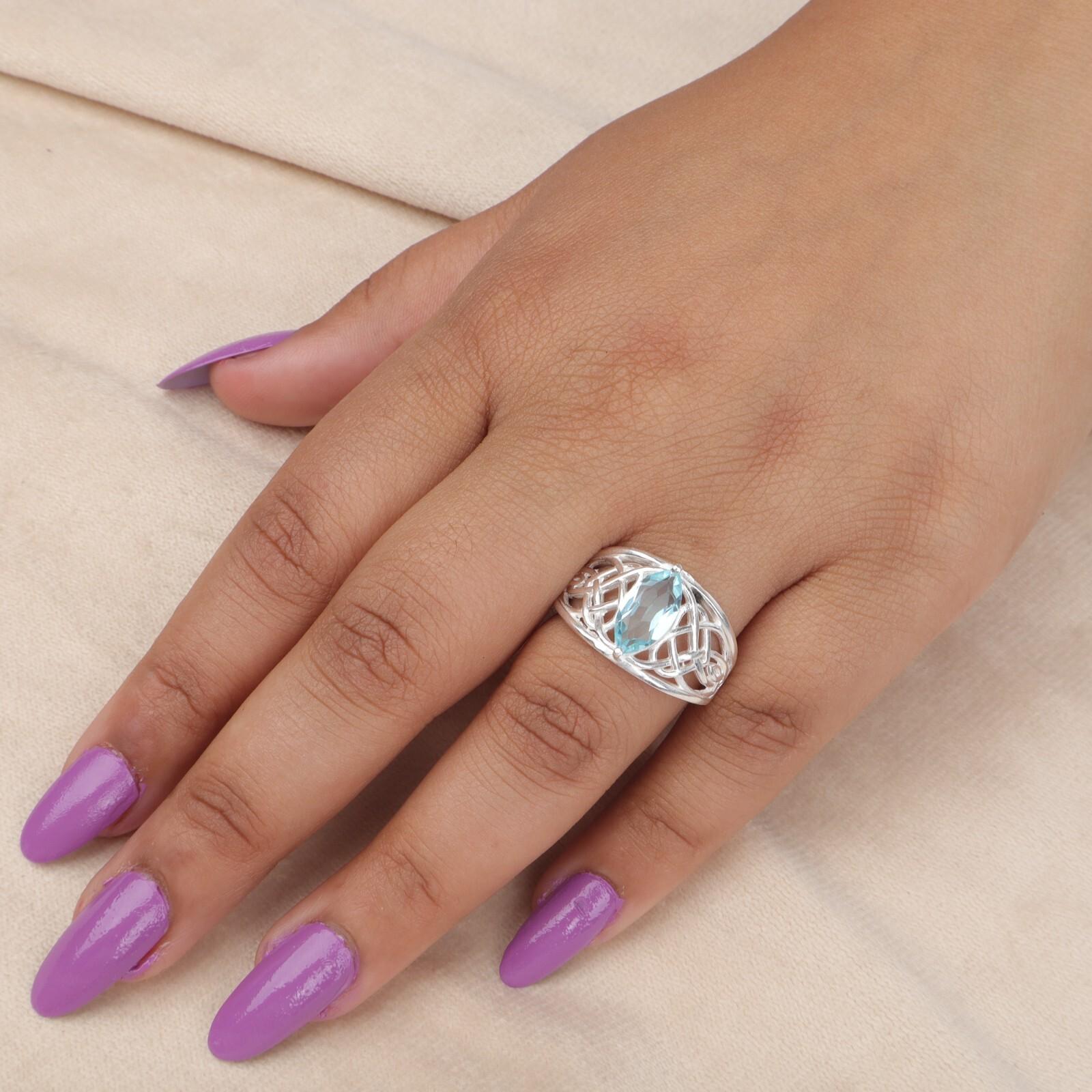 

Небесно-голубой топаз драгоценный камень 925 стерлинговое серебро ювелирные изделия ручной работы кольцо в форме маркизы CZR-3-11 4.5