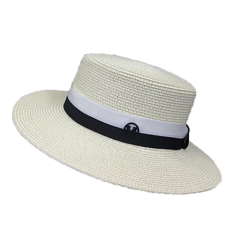 Designer M Standard Elegant Straw Hat Female French Hepburn Celebrity Seaside Vacation Beach Hat Female Summer