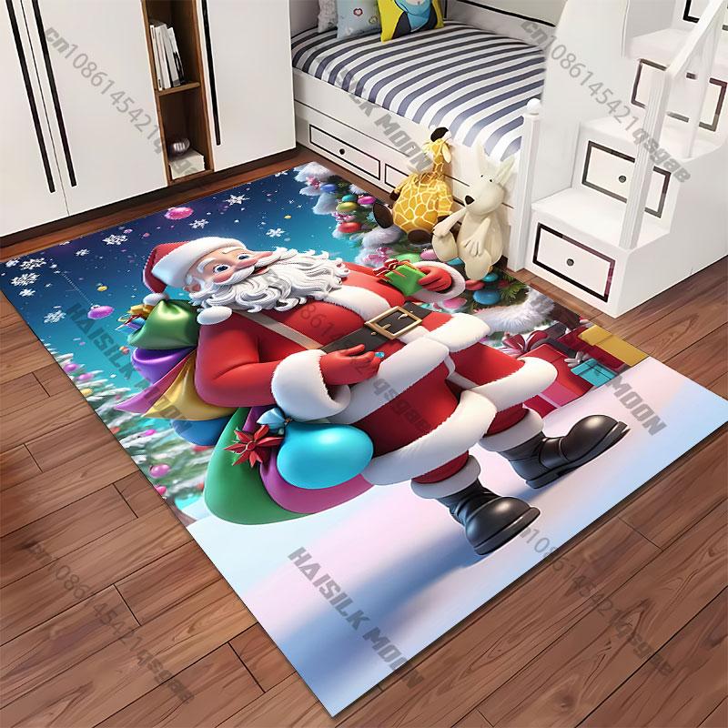 Christmas Santa Gifts Celebration Carpet Yoga Living Room Room Decor Children's Crawling Mat Doormat Area Rug Games Mat