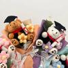 Mini Dr Bear Flower Bouquet Artificial Flowers Mother'S Day Gift Flowers Handmade Knitting Flower For Graduation Birthday Decor