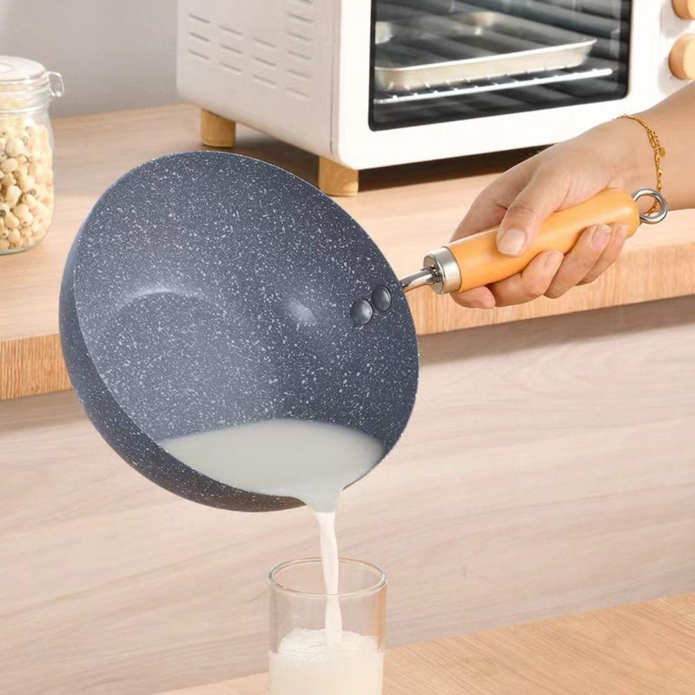 Non-stick Marble Pattern Wok Anti-scalding Handle Milk Pot Practical Omelette Pan  Rental Housing