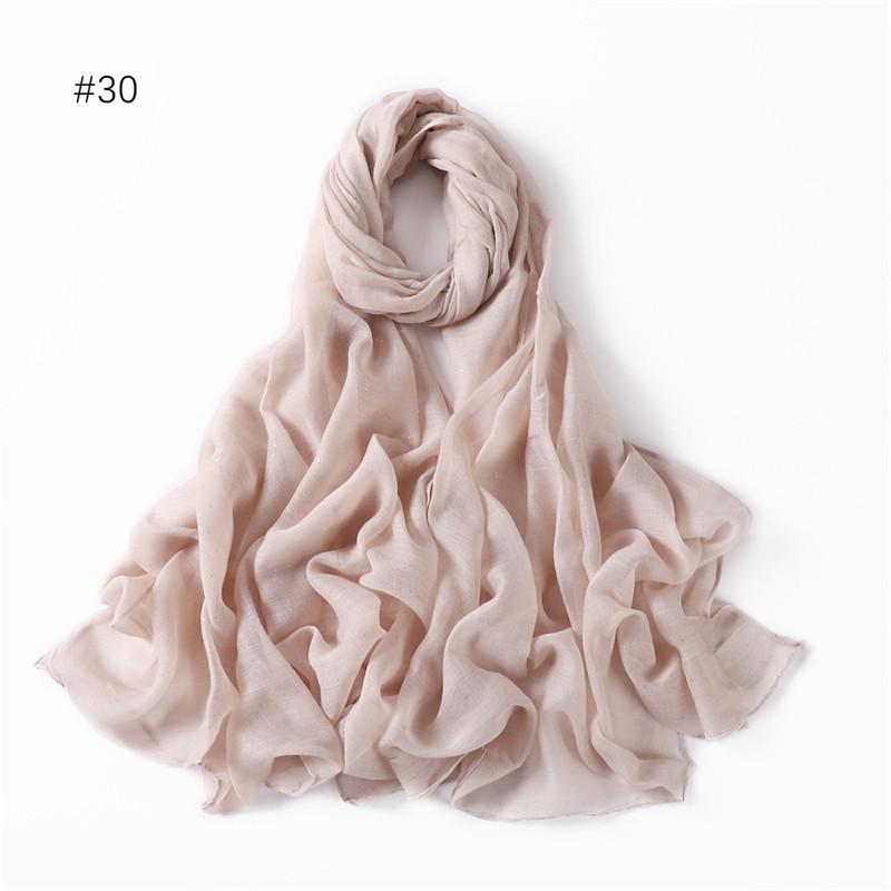 Plain Oversized Shiny Glitter Cotton Viscose Hijab Scarf Lady Solid Shimmer Wraps and Shawls Pashmina Musulman Headband 180*90Cm